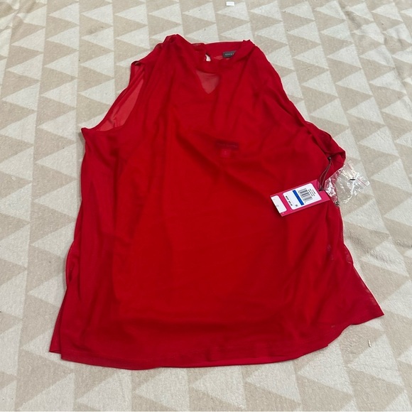 Sleeveless Mock Neck Mesh Top Vince Camuto Plus - Picture 3 of 4